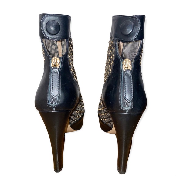 Valentino Gold Stud Leather & Mesh Zip Boots/Booties - Picture 2 of 4